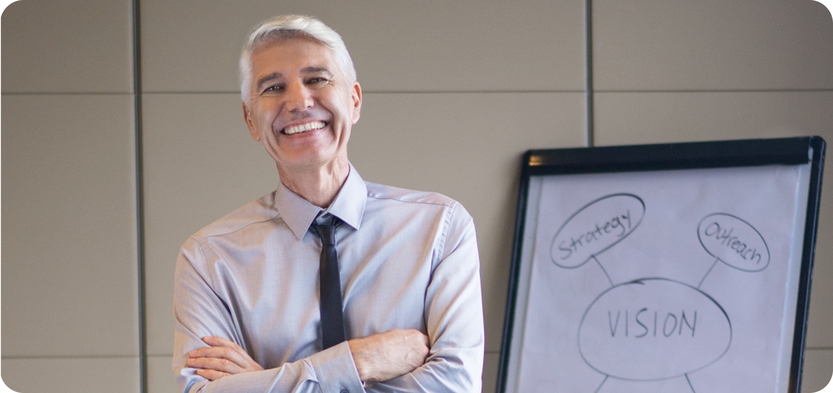 Consultant presenting a capability framework at a whiteboard